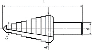 Ступенчатое сверло чертеж